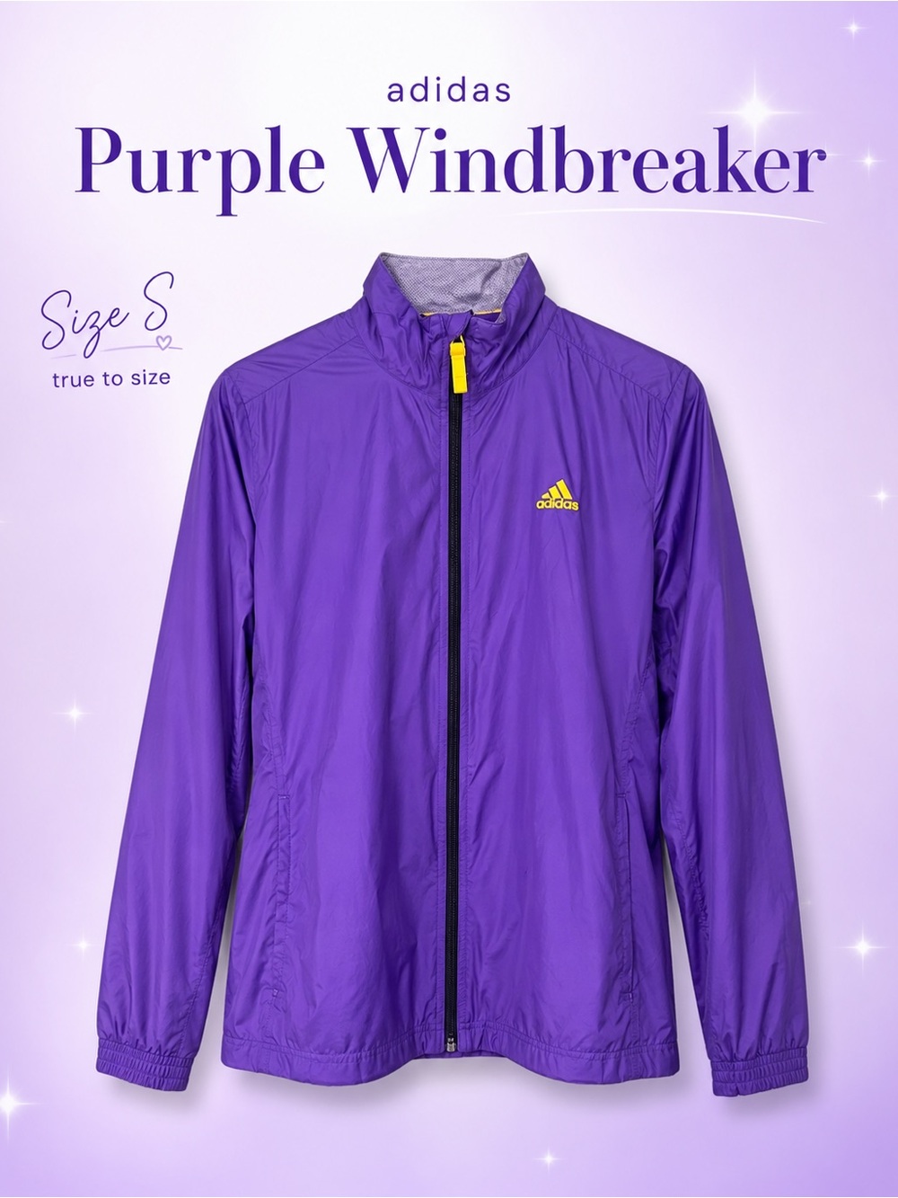 Adidas Women’s Purple Full Zip Windbreaker Jacket Size Small